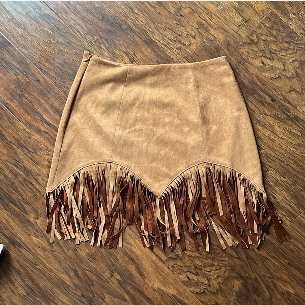 SHEIN textured fringe skirt